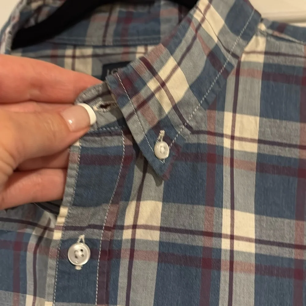 J. Crew‎ Men's 100% Cotton Plaid Button Down Shirt Red, Blue, & White sz XL